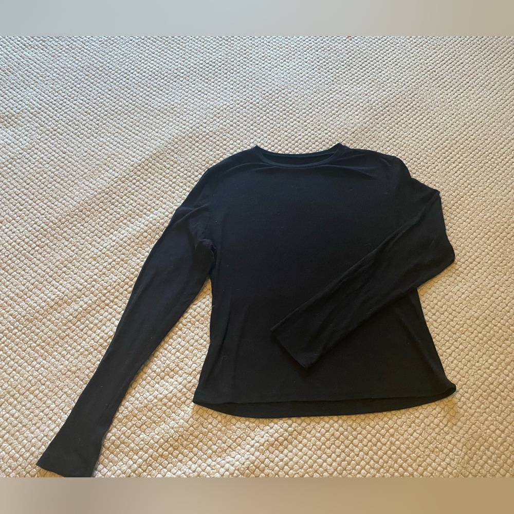 Classic Ribbed Black Long Sleeve Top
